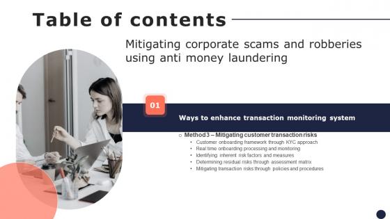 Mitigating Corporate Scams And Robberies Using Anti Money Laundering Table Of Contents Background Pdf