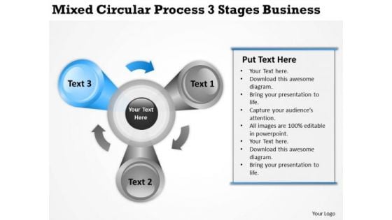 Mixed Circular Process 3 Stages Business Ppt Plan Samples PowerPoint Slides