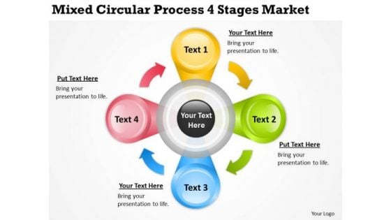 Mixed Circular Process 4 Stages Market Ppt Business Proposal Template PowerPoint Slides