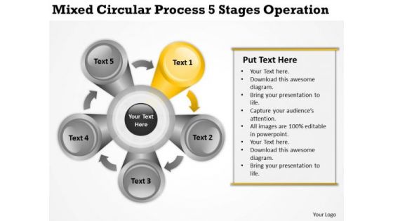Mixed Circular Process 5 Stages Operation Ppt Business Plan PowerPoint Templates