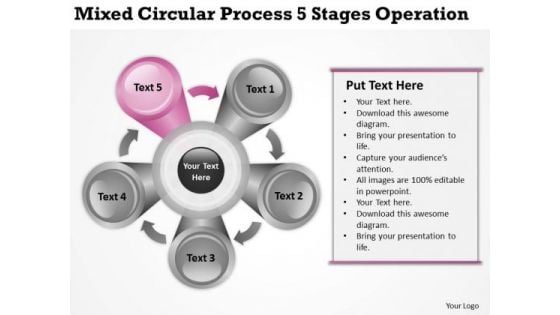 Mixed Circular Process 5 Stages Operation Ppt How To Right Business Plan PowerPoint Slides