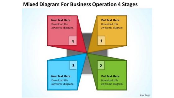 Mixed Diagram For Business Operation 4 Stages Ppt Plan PowerPoint Templates