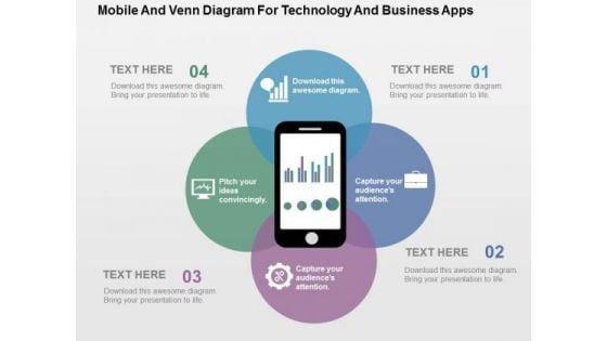 Mobile And Venn Diagram For Technology And Business Apps PowerPoint Template