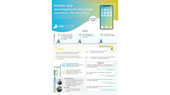 Mobile App Development One Page Summary For Investors Mobile App Development One Page Summary For Investors