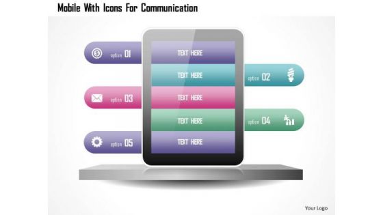 Mobile With Icons For Communication PowerPoint Template