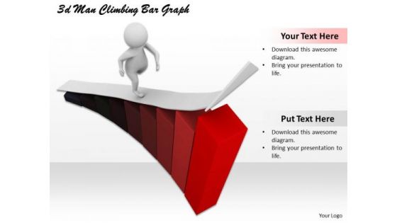 Modern Marketing Concepts 3d Man Climbing Bar Graph Adaptable Business