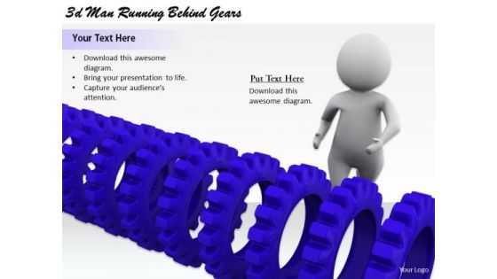 Modern Marketing Concepts 3d Man Running Behind Gears Basic Business