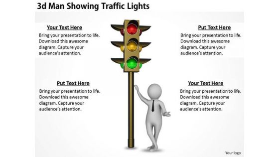 Modern Marketing Concepts 3d Man Showing Traffic Lights Business