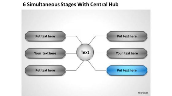 Modern Marketing Concepts 6 Simultaneous Stages With Central Hub Business Plan Strategy