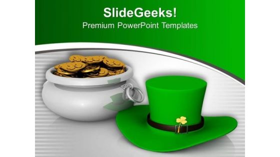 Money And Hat For Happy Patrick Day PowerPoint Templates Ppt Backgrounds For Slides 0713