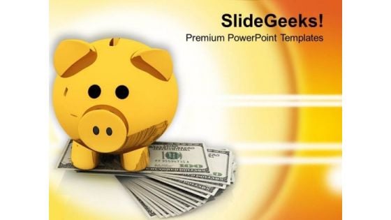 Money And Piggy Bank Symbol PowerPoint Templates Ppt Backgrounds For Slides 0113