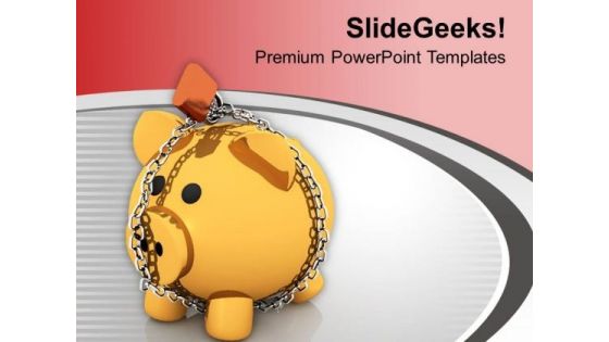 Money Bank Locked With Chains Finance PowerPoint Templates Ppt Backgrounds For Slides 0313