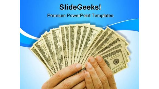 Money In Hand Finance PowerPoint Template 0610