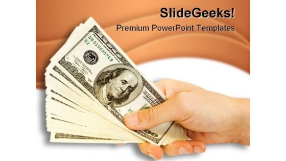 Money In Hand People PowerPoint Template 0810