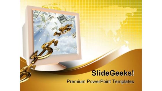 Monitor And Dollar Sign Global PowerPoint Themes And PowerPoint Slides 0211