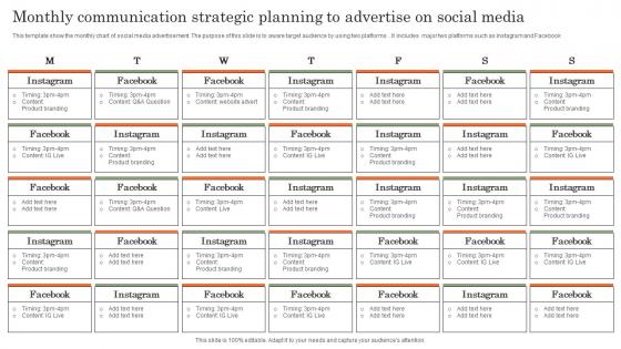 Monthly Communication Strategic Planning To Advertise On Social Media Brochure Pdf Monthly Communication Strategic Planning To Advertise On Social Media Brochure Pdf