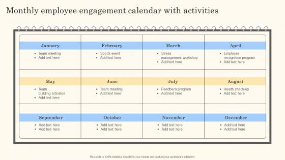 Monthly Employee Engagement Calendar Action Steps For Employee Engagement Professional Pdf