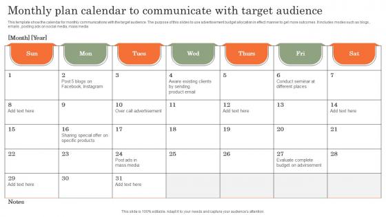 Monthly Plan Calendar To Communicate With Target Audience Background Pdf Monthly Plan Calendar To Communicate With Target Audience Background Pdf