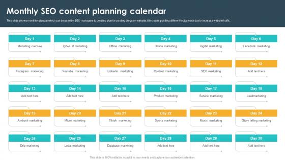 Monthly Seo Content Planning Calendar Seo Content Plan To Drive Strategy SS V