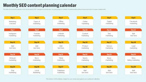 Monthly SEO Content Planning Enhancing Website Performance With Search Engine Content Diagrams Pdf