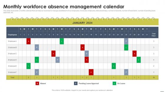 Monthly Workforce Absence Management Calendar Staff Management Approache Guidelines Pdf