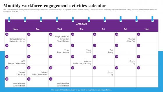 Monthly Workforce Engagement Activities Strategic Approaches To Streamline Graphics Pdf