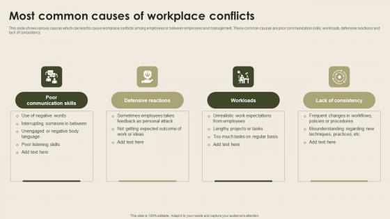 Most Common Causes Of Workplace Conflicts Nurturing Positive Work Culture Pictures Pdf