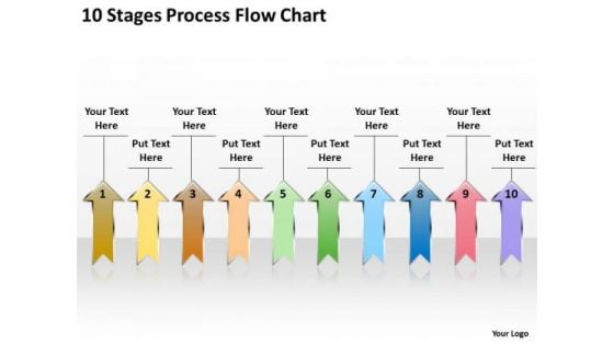 Moving Arrows PowerPoint 10 Stages Process Flow Chart Templates