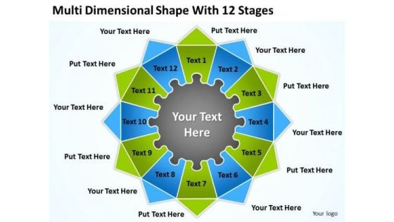 Multi Dimensional Shape With 12 Stages Ppt Business Plan Creator PowerPoint Slides