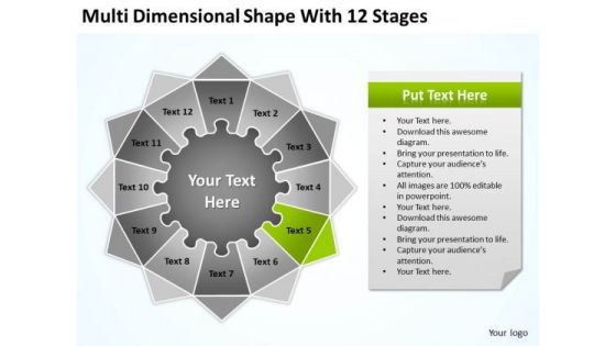 Multi Dimensional Shape With 12 Stages Ppt Business Plan Forms PowerPoint Templates