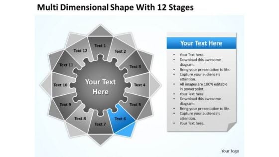 Multi Dimensional Shape With 12 Stages Ppt Business Plan Outlines PowerPoint Slides