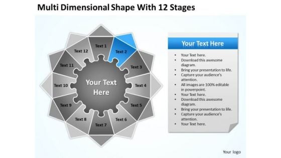 Multi Dimensional Shape With 12 Stages Ppt Business Plan Simple PowerPoint Templates