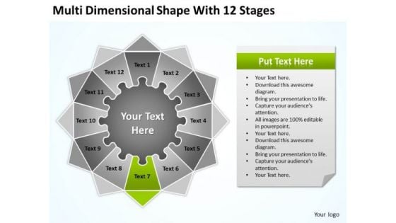 Multi Dimensional Shape With 12 Stages Ppt Create Business Plan Free PowerPoint Templates