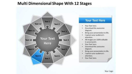 Multi Dimensional Shape With 12 Stages Ppt Creating Business Plan Template PowerPoint Slides