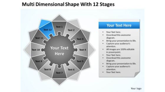 Multi Dimensional Shape With 12 Stages Ppt Outline Business Plan PowerPoint Templates