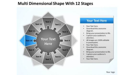 Multi Dimensional Shape With 12 Stages Ppt Sample Business Plan PowerPoint Templates