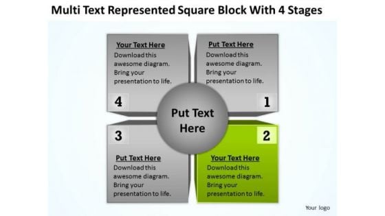 Multi Text Represented Square Block With 4 Stages Ppt Business Plan Maker PowerPoint Templates