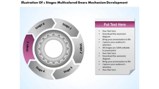 Multicolored Gears Mechanism Development Business Plan Outline Example PowerPoint Slides