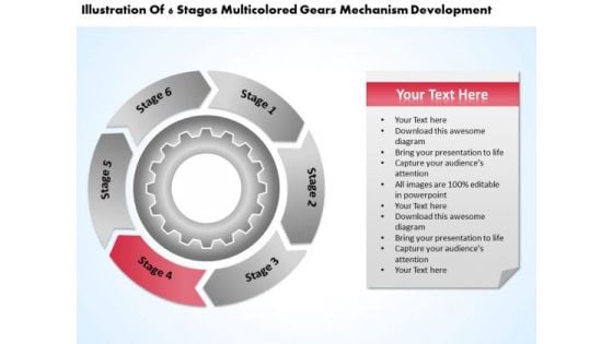 Multicolored Gears Mechanism Development Step By Business Plan PowerPoint Templates