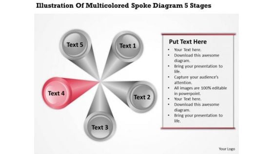 Multicolored Spoke Diagram 5 Stages Business Plan Template PowerPoint Slides