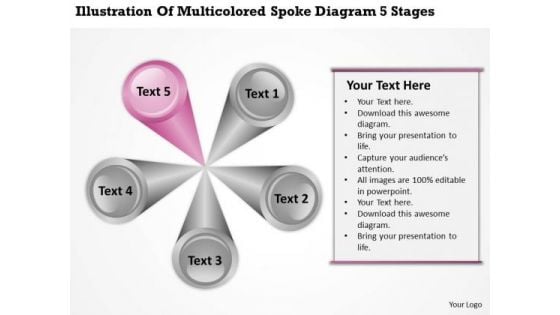 Multicolored Spoke Diagram 5 Stages Ppt Insurance Agency Business Plan PowerPoint Templates