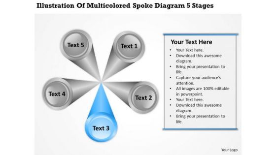 Multicolored Spoke Diagram 5 Stages Writing Business Plan Template PowerPoint Slides