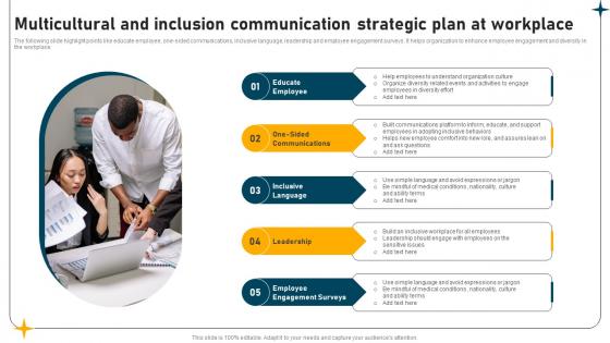 Multicultural And Inclusion Communication Strategic Plan At Workplace Brochure Pdf