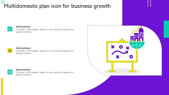 Multidomestic Plan Icon For Business Growth Portrait Pdf