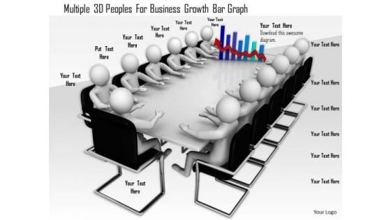 Multiple 3d Peoples For Business Growth Bar Graph