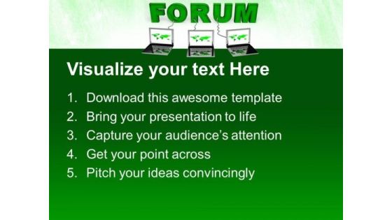 Multiple Laptop Wired To Forum Business PowerPoint Templates And PowerPoint Themes 0712