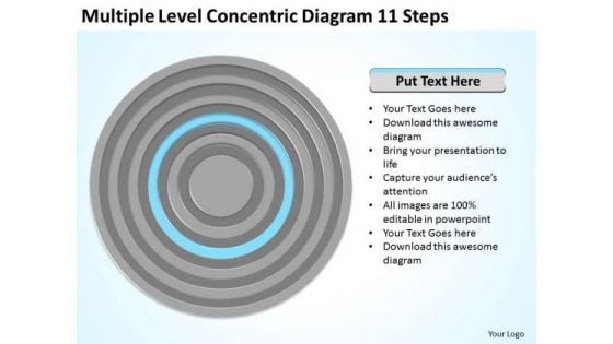 Multiple Level Concentric Diagram 11 Steps Ppt Business Plan PowerPoint Templates