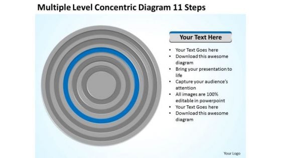 Multiple Level Concentric Diagram 11 Steps Ppt Business Template PowerPoint Templates