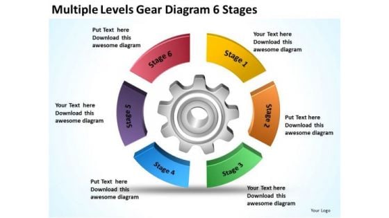 Multiple Levels Gear Diagram 6 Stages Business Plans PowerPoint Templates