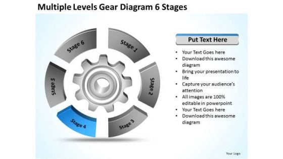 Multiple Levels Gear Diagram 6 Stages Ppt Business Action Plan Template PowerPoint Slides